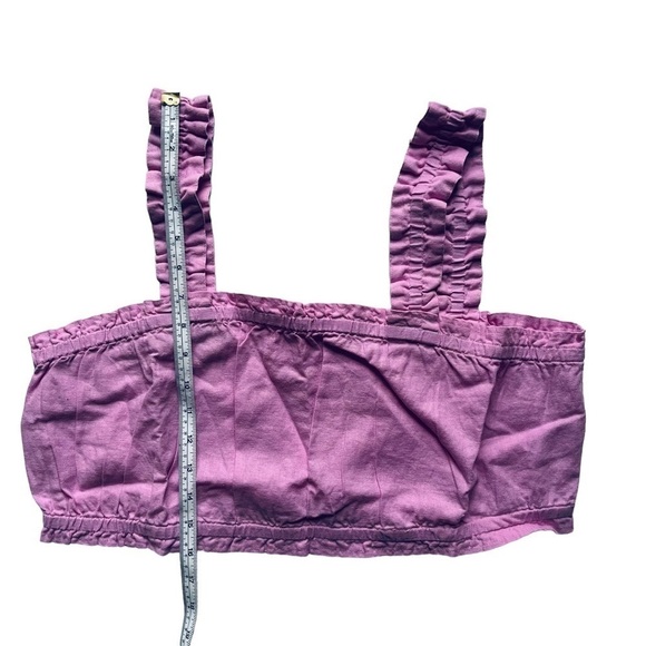 BP gathered linen blend crop tank top purple tulip ruffled square neck size 1X - Picture 10 of 12